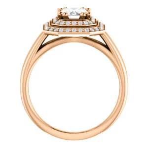 CZ Wedding Set, featuring The Brielle engagement ring (Customizable Radiant Cut Cathedral Double-Halo with Curved Split-Band) - Image 3