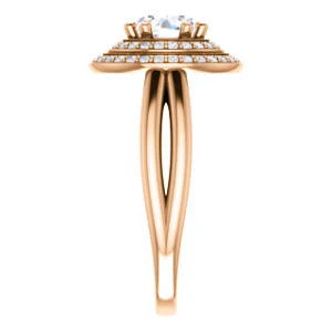 CZ Wedding Set, featuring The Brielle engagement ring (Customizable Round Cut Cathedral Double-Halo with Curved Split-Band) - Image 12