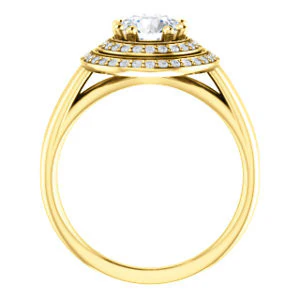 CZ Wedding Set, featuring The Brielle engagement ring (Customizable Round Cut Cathedral Double-Halo with Curved Split-Band) - Image 3