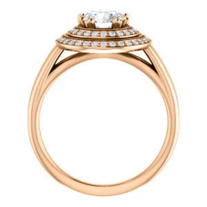 CZ Wedding Set, featuring The Brielle engagement ring (Customizable Round Cut Cathedral Double-Halo with Curved Split-Band) - Image 5