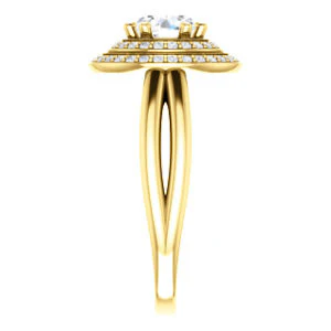CZ Wedding Set, featuring The Brielle engagement ring (Customizable Round Cut Cathedral Double-Halo with Curved Split-Band) - Image 8