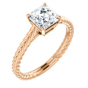 CZ Wedding Set, featuring The Florence engagement ring (Customizable Cathedral-set Asscher Cut Solitaire with Vintage Braided Metal Band) - Image 10
