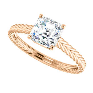 CZ Wedding Set, featuring The Florence engagement ring (Customizable Cathedral-set Asscher Cut Solitaire with Vintage Braided Metal Band) - Image 13