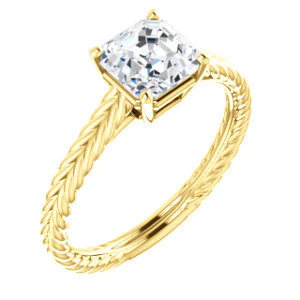 CZ Wedding Set, featuring The Florence engagement ring (Customizable Cathedral-set Asscher Cut Solitaire with Vintage Braided Metal Band) - Image 6