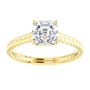 CZ Wedding Set, featuring The Florence engagement ring (Customizable Cathedral-set Asscher Cut Solitaire with Vintage Braided Metal Band) - Image 7
