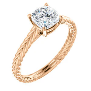 CZ Wedding Set, featuring The Florence engagement ring (Customizable Cathedral-set Cushion Cut Solitaire with Vintage Braided Metal Band) - Image 10