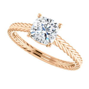 CZ Wedding Set, featuring The Florence engagement ring (Customizable Cathedral-set Cushion Cut Solitaire with Vintage Braided Metal Band) - Image 13