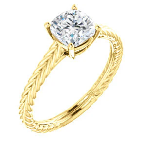 CZ Wedding Set, featuring The Florence engagement ring (Customizable Cathedral-set Cushion Cut Solitaire with Vintage Braided Metal Band) - Image 6