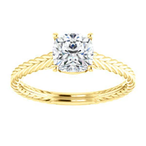 CZ Wedding Set, featuring The Florence engagement ring (Customizable Cathedral-set Cushion Cut Solitaire with Vintage Braided Metal Band) - Image 7