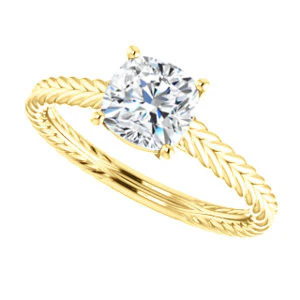 CZ Wedding Set, featuring The Florence engagement ring (Customizable Cathedral-set Cushion Cut Solitaire with Vintage Braided Metal Band) - Image 9