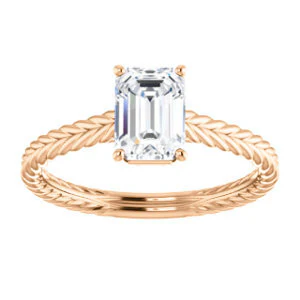 CZ Wedding Set, featuring The Florence engagement ring (Customizable Cathedral-set Emerald Cut Solitaire with Vintage Braided Metal Band) - Image 11