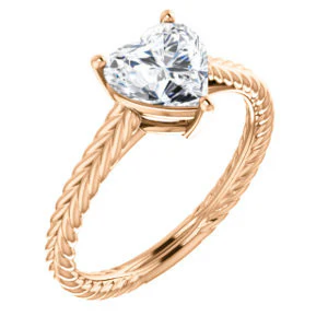 CZ Wedding Set, featuring The Florence engagement ring (Customizable Cathedral-set Heart Cut Solitaire with Vintage Braided Metal Band) - Image 10