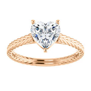 CZ Wedding Set, featuring The Florence engagement ring (Customizable Cathedral-set Heart Cut Solitaire with Vintage Braided Metal Band) - Image 11