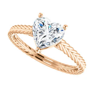 CZ Wedding Set, featuring The Florence engagement ring (Customizable Cathedral-set Heart Cut Solitaire with Vintage Braided Metal Band) - Image 13