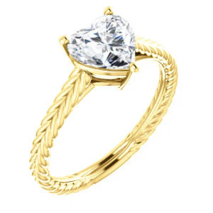 CZ Wedding Set, featuring The Florence engagement ring (Customizable Cathedral-set Heart Cut Solitaire with Vintage Braided Metal Band) - Image 6