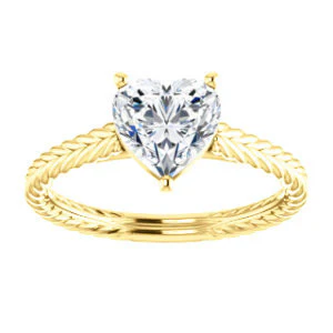 CZ Wedding Set, featuring The Florence engagement ring (Customizable Cathedral-set Heart Cut Solitaire with Vintage Braided Metal Band) - Image 7