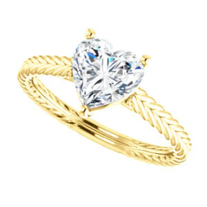 CZ Wedding Set, featuring The Florence engagement ring (Customizable Cathedral-set Heart Cut Solitaire with Vintage Braided Metal Band) - Image 9