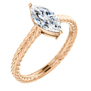 CZ Wedding Set, featuring The Florence engagement ring (Customizable Cathedral-set Marquise Cut Solitaire with Vintage Braided Metal Band) - Image 10