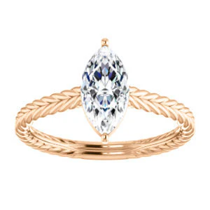 CZ Wedding Set, featuring The Florence engagement ring (Customizable Cathedral-set Marquise Cut Solitaire with Vintage Braided Metal Band) - Image 11