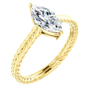 CZ Wedding Set, featuring The Florence engagement ring (Customizable Cathedral-set Marquise Cut Solitaire with Vintage Braided Metal Band) - Image 6