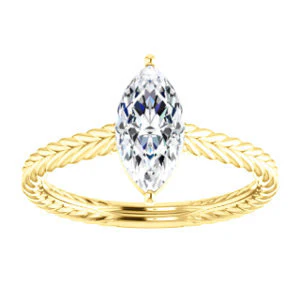 CZ Wedding Set, featuring The Florence engagement ring (Customizable Cathedral-set Marquise Cut Solitaire with Vintage Braided Metal Band) - Image 7