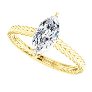CZ Wedding Set, featuring The Florence engagement ring (Customizable Cathedral-set Marquise Cut Solitaire with Vintage Braided Metal Band) - Image 9