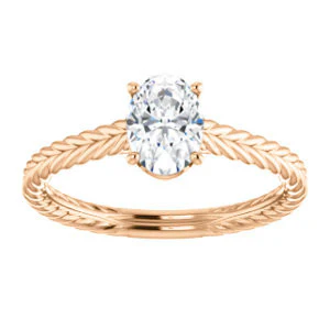 CZ Wedding Set, featuring The Florence engagement ring (Customizable Cathedral-set Oval Cut Solitaire with Vintage Braided Metal Band) - Image 11