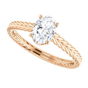 CZ Wedding Set, featuring The Florence engagement ring (Customizable Cathedral-set Oval Cut Solitaire with Vintage Braided Metal Band) - Image 13