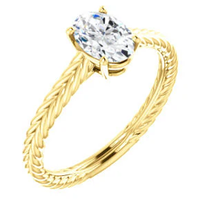 CZ Wedding Set, featuring The Florence engagement ring (Customizable Cathedral-set Oval Cut Solitaire with Vintage Braided Metal Band) - Image 6
