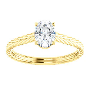 CZ Wedding Set, featuring The Florence engagement ring (Customizable Cathedral-set Oval Cut Solitaire with Vintage Braided Metal Band) - Image 7