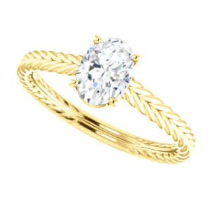 CZ Wedding Set, featuring The Florence engagement ring (Customizable Cathedral-set Oval Cut Solitaire with Vintage Braided Metal Band) - Image 9