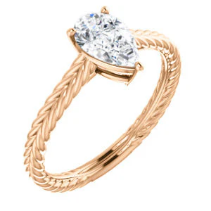 CZ Wedding Set, featuring The Florence engagement ring (Customizable Cathedral-set Pear Cut Solitaire with Vintage Braided Metal Band) - Image 10