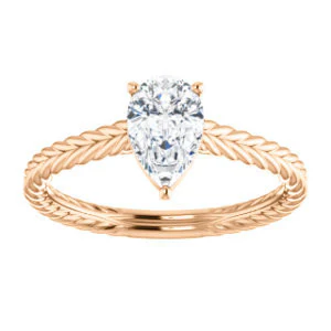 CZ Wedding Set, featuring The Florence engagement ring (Customizable Cathedral-set Pear Cut Solitaire with Vintage Braided Metal Band) - Image 11