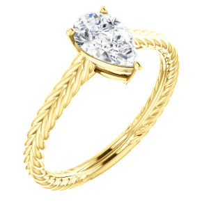 CZ Wedding Set, featuring The Florence engagement ring (Customizable Cathedral-set Pear Cut Solitaire with Vintage Braided Metal Band) - Image 6