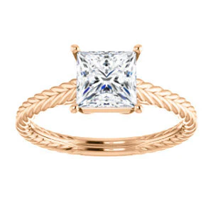 CZ Wedding Set, featuring The Florence engagement ring (Customizable Cathedral-set Princess Cut Solitaire with Vintage Braided Metal Band) - Image 11