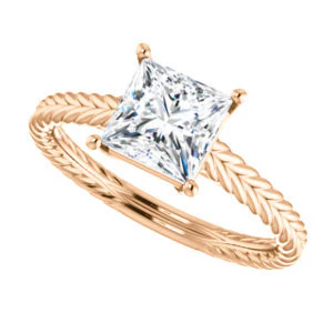 CZ Wedding Set, featuring The Florence engagement ring (Customizable Cathedral-set Princess Cut Solitaire with Vintage Braided Metal Band) - Image 13