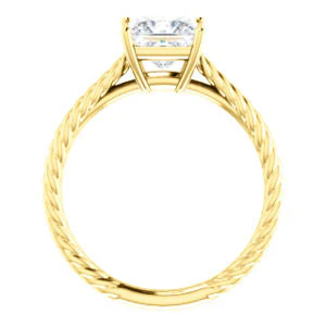 CZ Wedding Set, featuring The Florence engagement ring (Customizable Cathedral-set Princess Cut Solitaire with Vintage Braided Metal Band) - Image 3