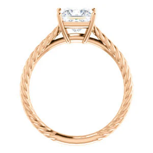 CZ Wedding Set, featuring The Florence engagement ring (Customizable Cathedral-set Princess Cut Solitaire with Vintage Braided Metal Band) - Image 5