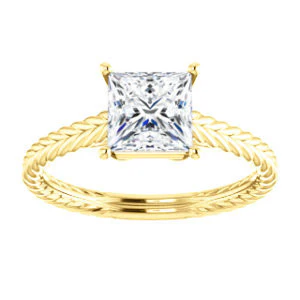 CZ Wedding Set, featuring The Florence engagement ring (Customizable Cathedral-set Princess Cut Solitaire with Vintage Braided Metal Band) - Image 7