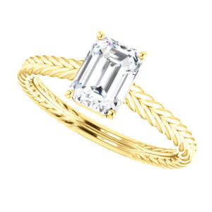 CZ Wedding Set, featuring The Florence engagement ring (Customizable Cathedral-set Radiant Cut Solitaire with Vintage Braided Metal Band) - Image 10