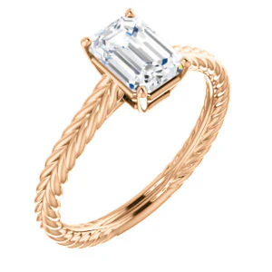 CZ Wedding Set, featuring The Florence engagement ring (Customizable Cathedral-set Radiant Cut Solitaire with Vintage Braided Metal Band) - Image 6