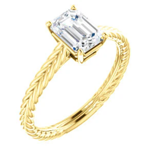 CZ Wedding Set, featuring The Florence engagement ring (Customizable Cathedral-set Radiant Cut Solitaire with Vintage Braided Metal Band) - Image 7