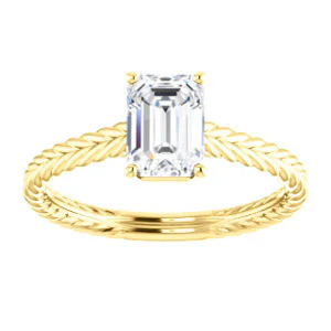 CZ Wedding Set, featuring The Florence engagement ring (Customizable Cathedral-set Radiant Cut Solitaire with Vintage Braided Metal Band) - Image 8