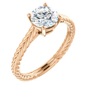 CZ Wedding Set, featuring The Florence engagement ring (Customizable Cathedral-set Round Cut Solitaire with Vintage Braided Metal Band) - Image 10