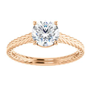 CZ Wedding Set, featuring The Florence engagement ring (Customizable Cathedral-set Round Cut Solitaire with Vintage Braided Metal Band) - Image 11
