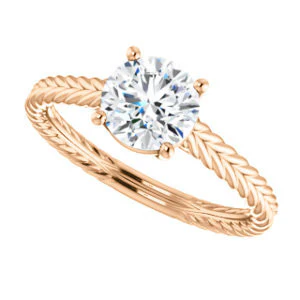 CZ Wedding Set, featuring The Florence engagement ring (Customizable Cathedral-set Round Cut Solitaire with Vintage Braided Metal Band) - Image 13