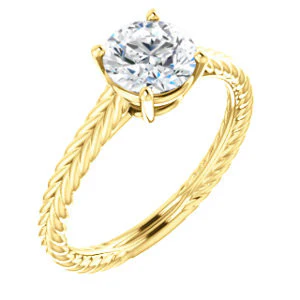 CZ Wedding Set, featuring The Florence engagement ring (Customizable Cathedral-set Round Cut Solitaire with Vintage Braided Metal Band) - Image 6