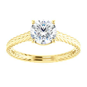 CZ Wedding Set, featuring The Florence engagement ring (Customizable Cathedral-set Round Cut Solitaire with Vintage Braided Metal Band) - Image 7
