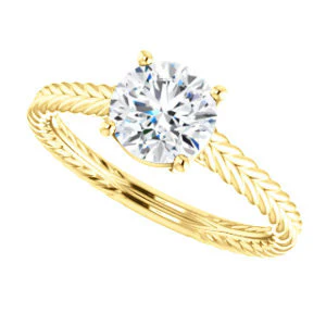 CZ Wedding Set, featuring The Florence engagement ring (Customizable Cathedral-set Round Cut Solitaire with Vintage Braided Metal Band) - Image 9