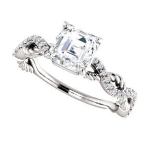 CZ Wedding Set, featuring The Janneth engagement ring (Customizable Asscher Cut Design with Twisting Rope-Pavé Split Band) - Image 7
